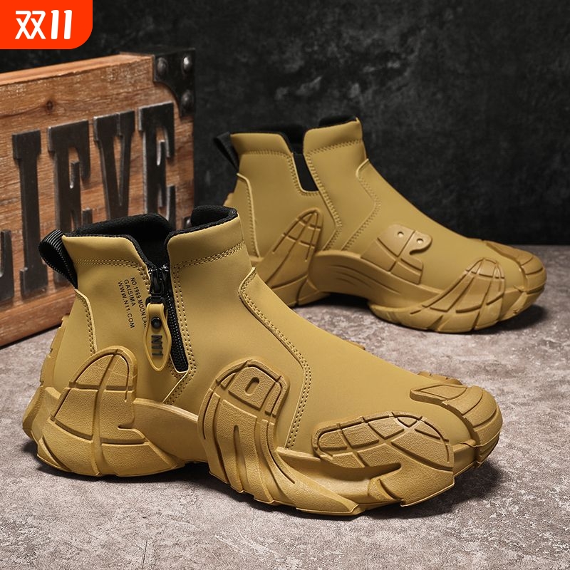 美拉德男鞋爆款2025新款一脚蹬筒靴美拉德男超大45码短靴男士工装