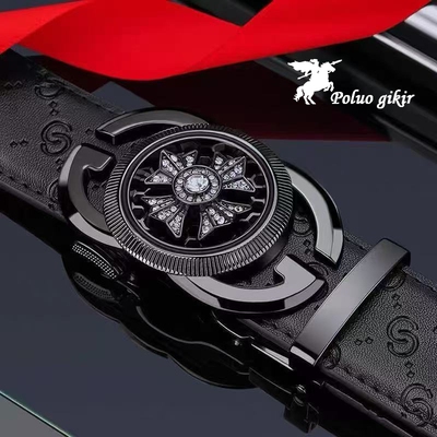 高档皮带男士可旋转自动扣潮流百搭年轻人百搭新款耐用裤腰带男