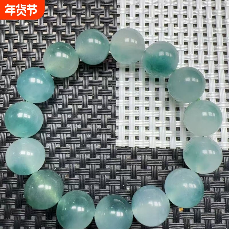 缅甸仿真翡翠冰种高冰白冰种圆珠子玉石手串手链珠串飘花佛珠