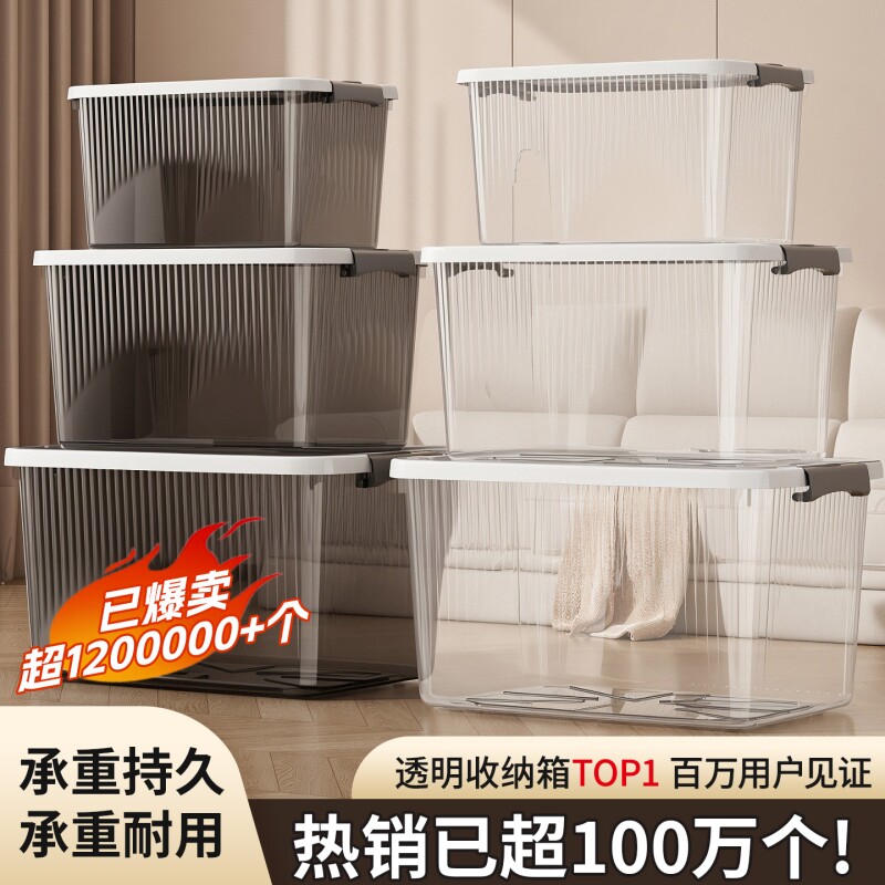 特大号收纳箱透明家用衣服裤子整理箱玩具超大储物箱医药收纳盒子