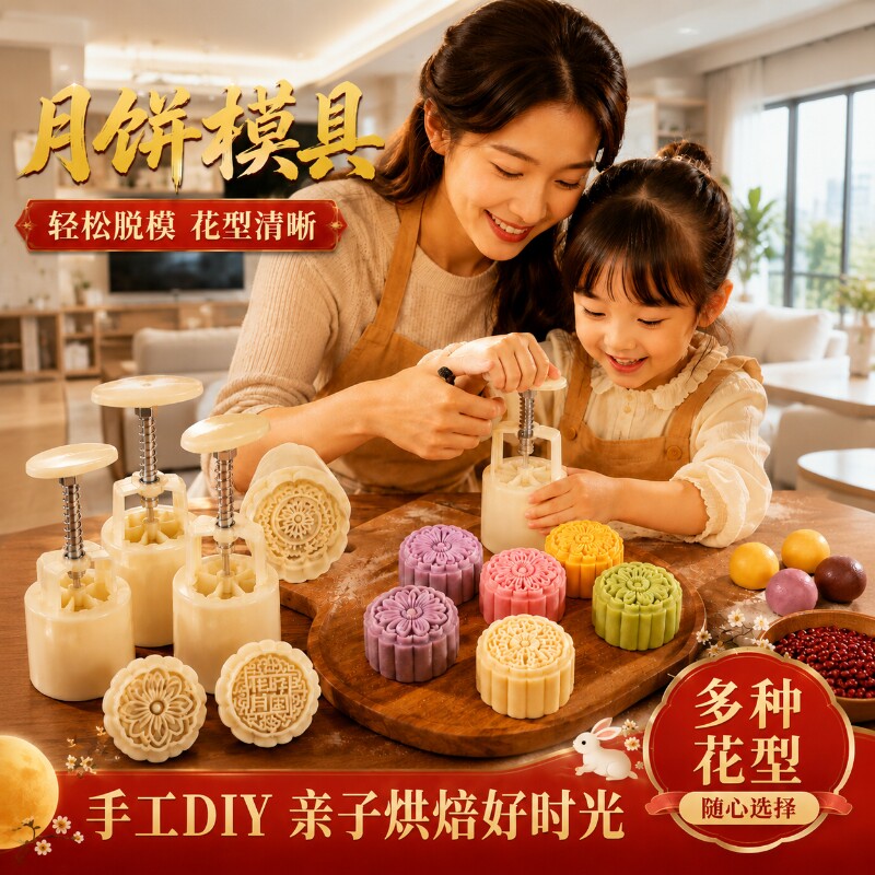 月饼模具新款糕点手压工具食品烘图片