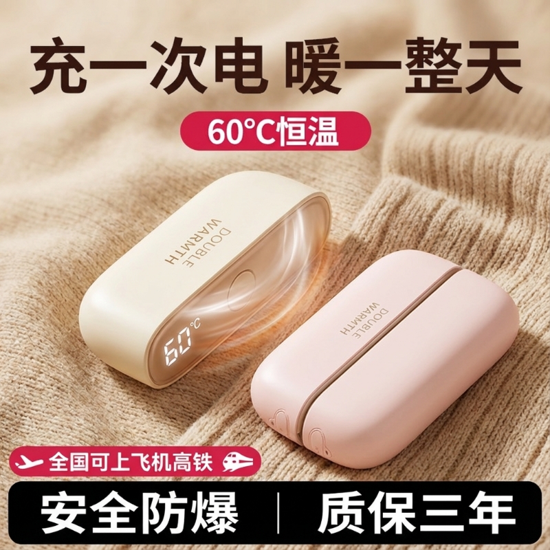 USB充电二合一磁吸暖手宝防爆