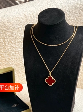 四叶草大号锁骨链小众设计高级感时尚简约百搭送饰品蓝色钛钢黄金