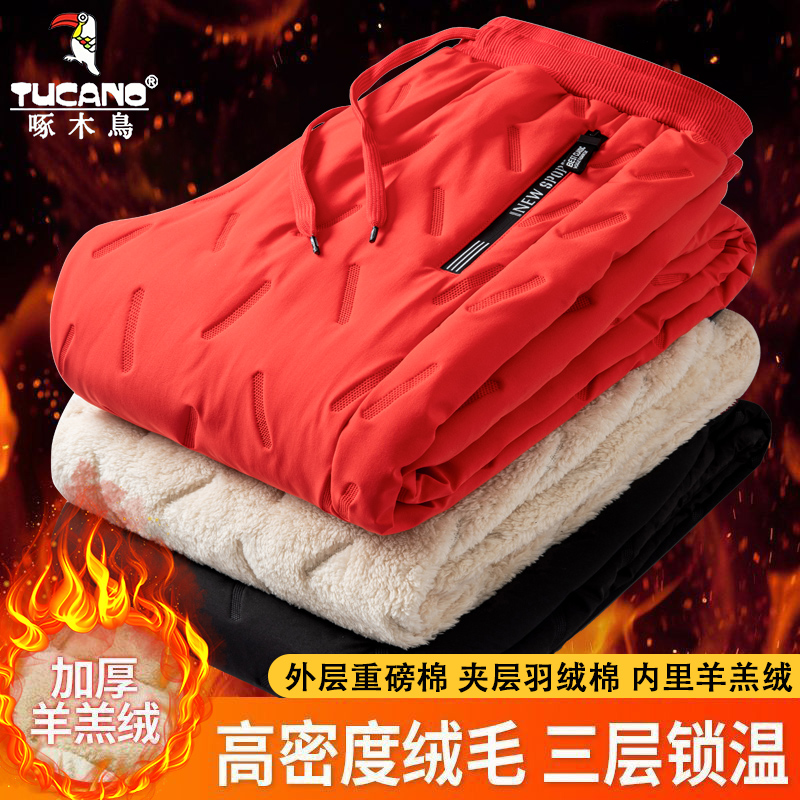 啄木鸟棉裤女冬季加绒加厚2025新款外穿东北中老年人羊羔绒裤子女