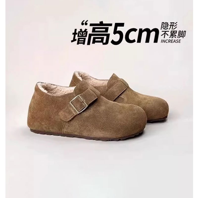 厚底内增高加绒全包勃肯鞋女2025冬季新款博肯豆豆棉鞋雪地靴单鞋