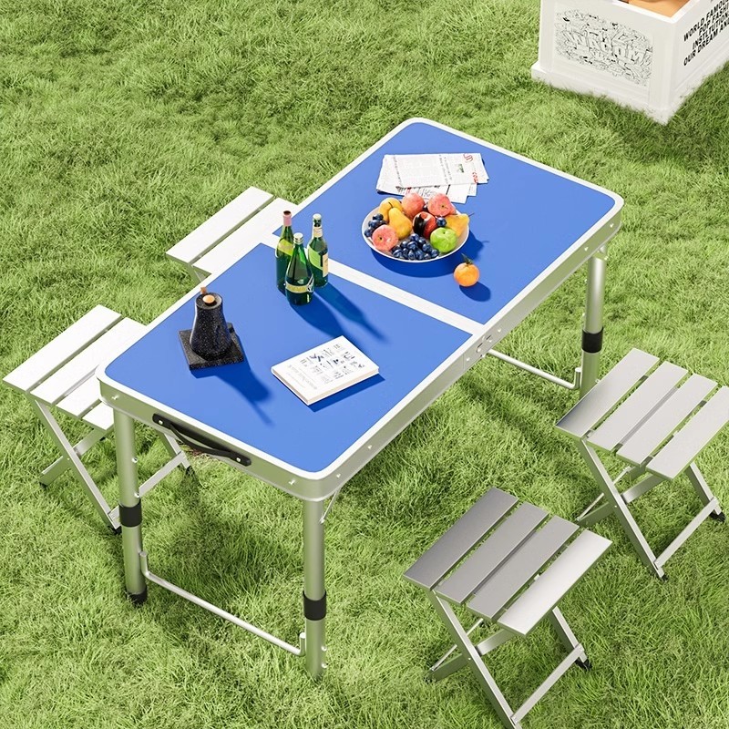 折叠桌子夜市摆摊升降桌户外便携野餐露营餐桌工地开工铝合金桌椅