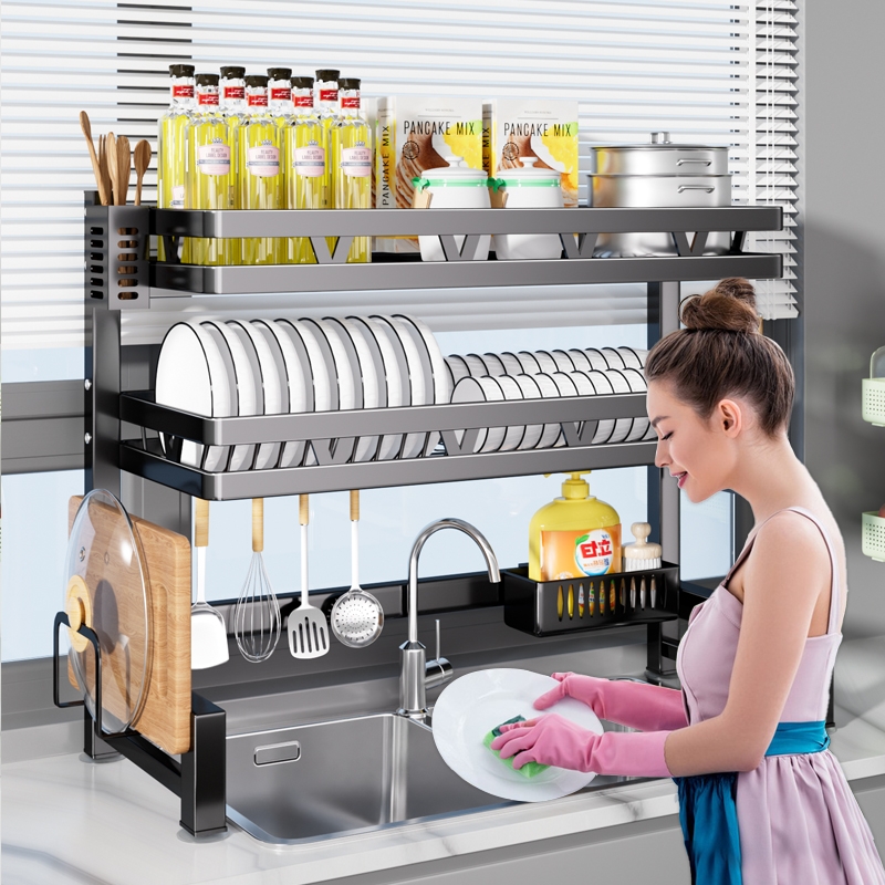 厨房水槽置物架台面碗盘收纳架多功能洗碗架水池上放碗碟架沥水架