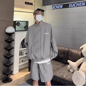 美式复古防晒衣男女夏季轻薄透气冲锋衣美式潮牌拉链时尚潮防晒服