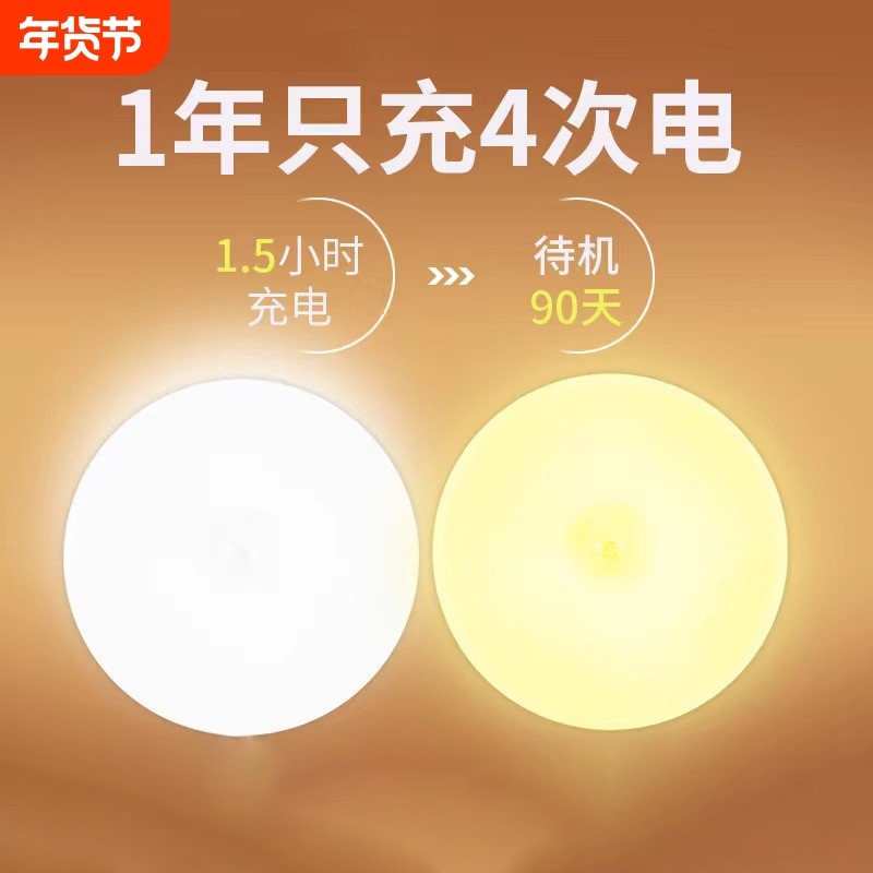 人体感应灯家用走廊过道楼道智能声控卧室无线led充电磁吸小夜灯