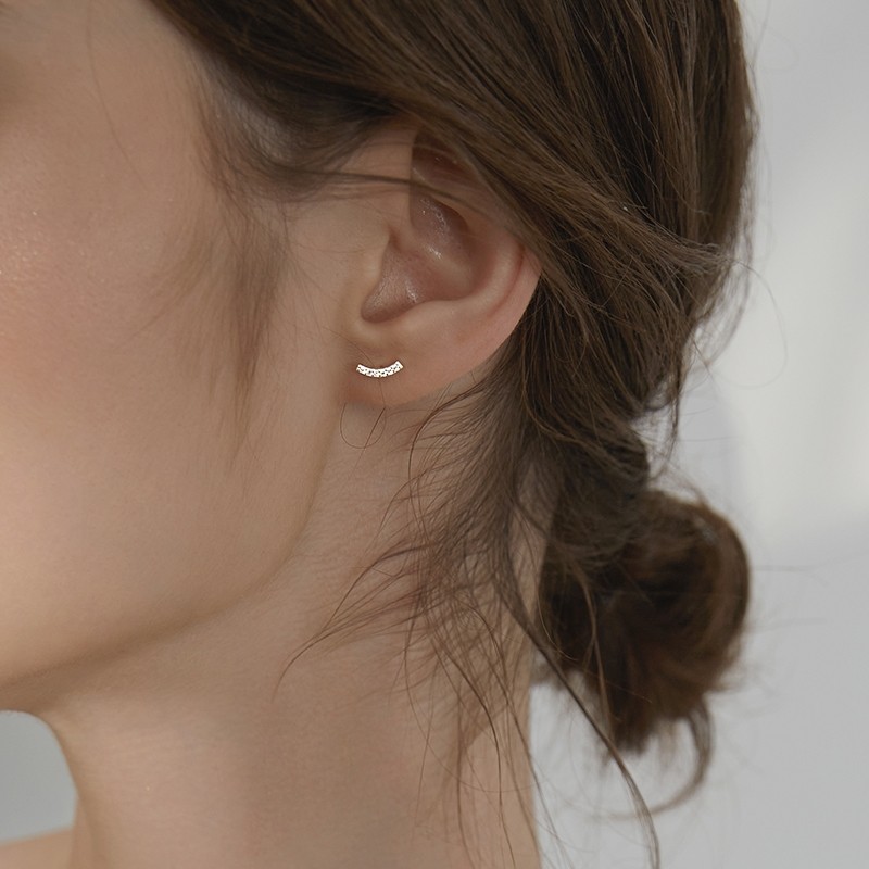 小麋人925纯银微笑耳钉女夏耳环小众设计感高级气质耳饰耳洞金色