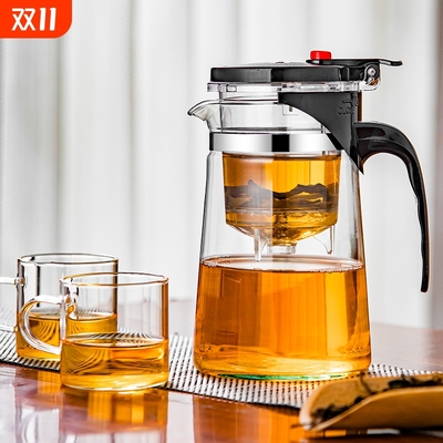 玻璃茶壶家用泡茶飘逸杯高档泡茶壶一键按压过滤茶水分离茶具套装