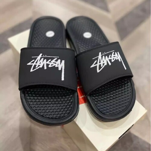 现货夏stussy benassi 联名款沙滩拖鞋男女休闲百搭外穿一字拖鞋