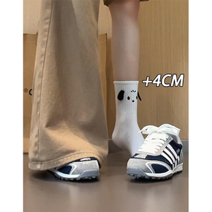 女软底休闲系带圆头运动鞋 网面阿甘鞋 厚底德训鞋 新款 女 女2025夏季