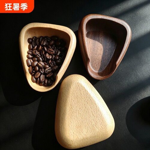 新款实木咖啡豆秤豆碟称量盘茶叶勺防静电喷雾咖啡接粉盘收纳分装