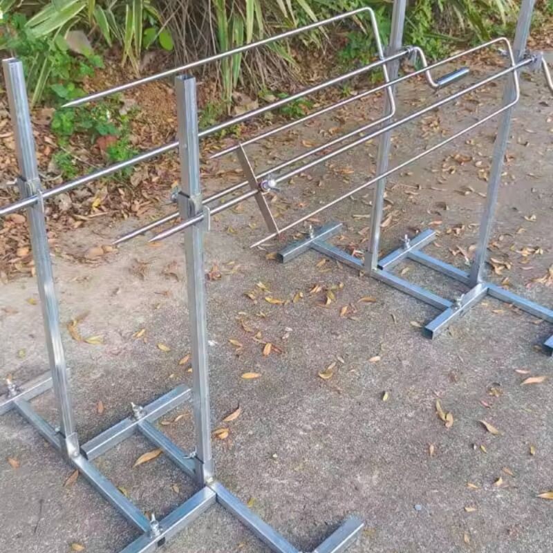 户外电动不锈钢烤羊腿叉子烤架自动旋转烤乳猪羊排鸡兔子手摇家用