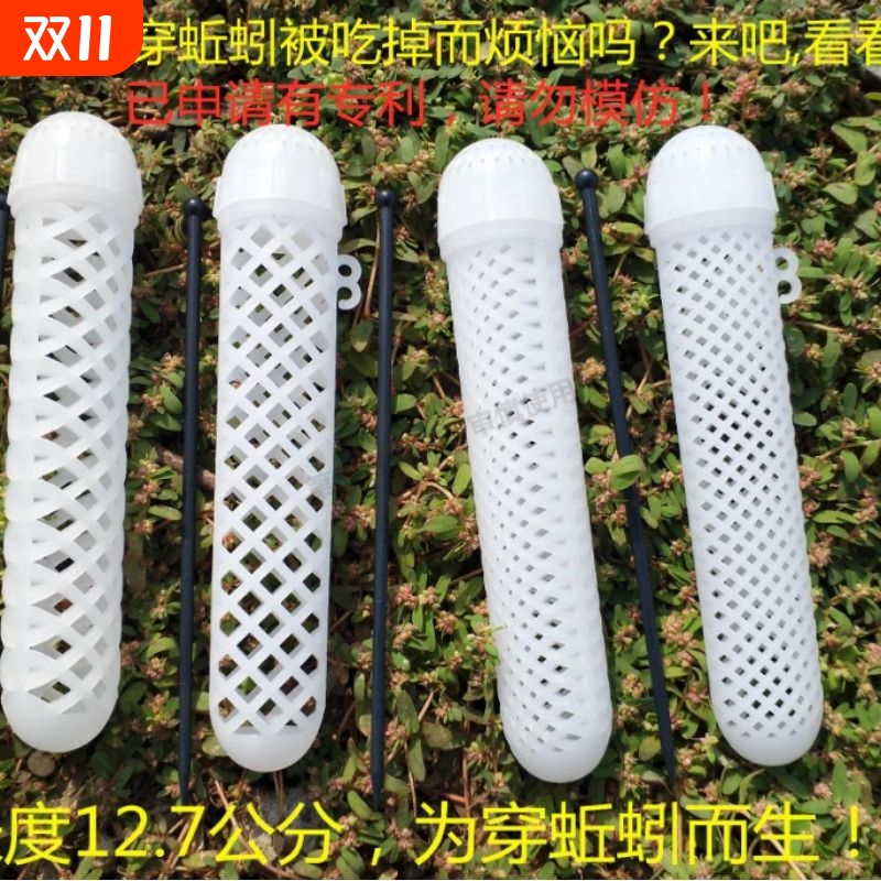 虾笼通用黄鳝泥鳅塑料蚯蚓盒捕鱼笼用新品白色加长诱饵饵料球