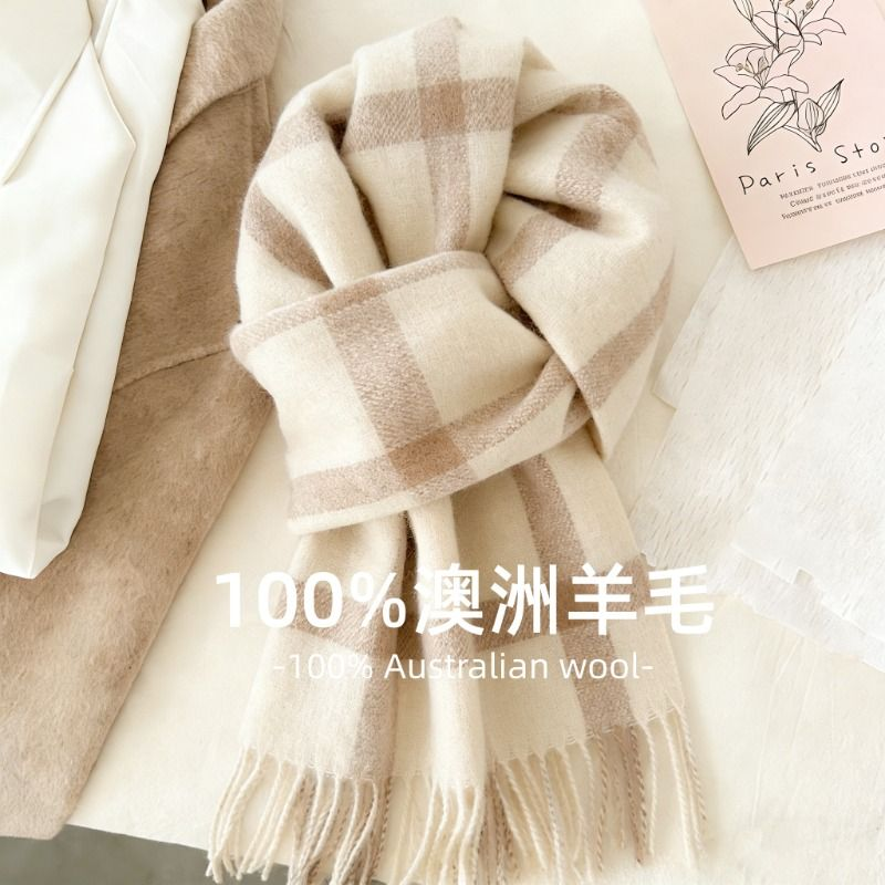 围巾女2025爆款英国100%澳洲羊毛冬季学生男保暖情侣围脖灰色