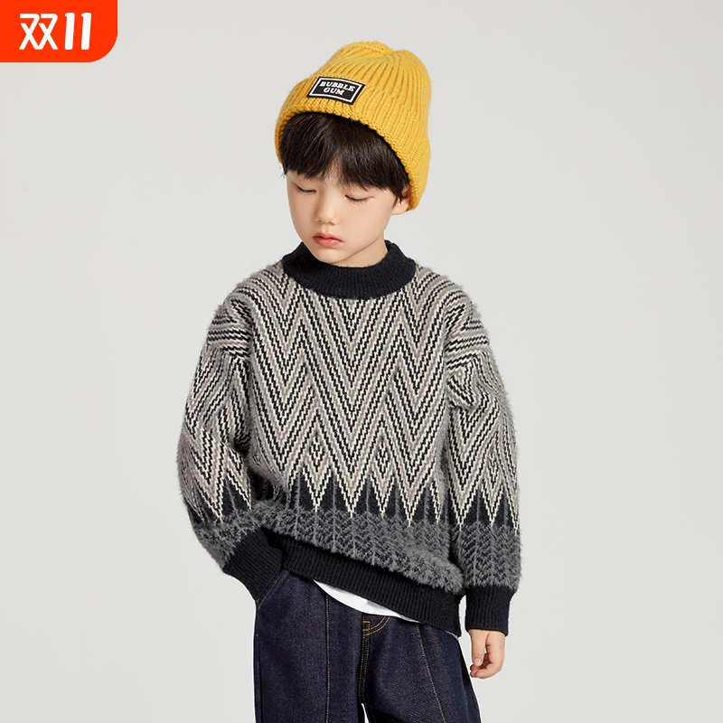 男童撞色毛衣秋冬|超9000次加购