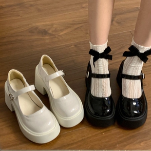 复古玛丽珍单鞋 甜酷粗跟高跟小皮鞋 厚底增高法式 新款 女2026春夏季