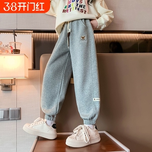 女童卫裤束脚2025中大童儿童休闲灰色运动裤春秋宽松新款长裤夏薄