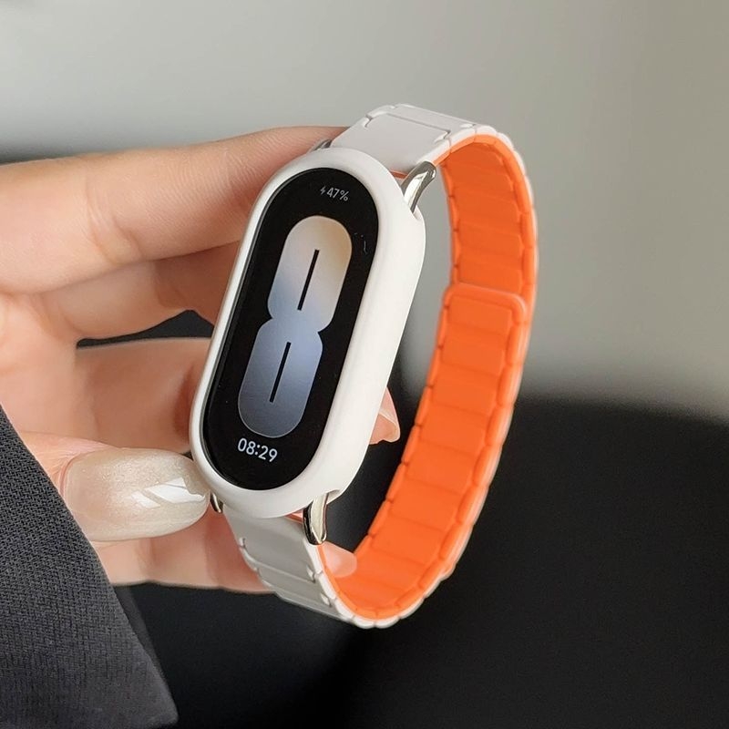 适用小米手环10表带硅胶磁吸腕带八九十代替换手表带硅胶8nfc保护壳高级保护套9NFC通用智能运动配件夏天创意