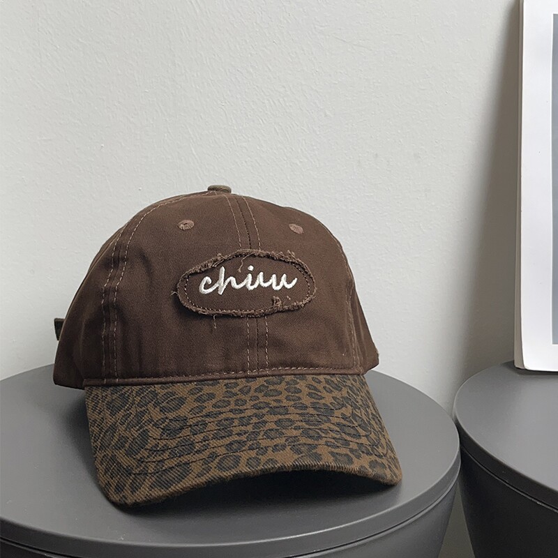 复古辣妹豹纹女美式百搭防晒拼色显脸小鸭子男潮酷帽子鸭舌帽棒球