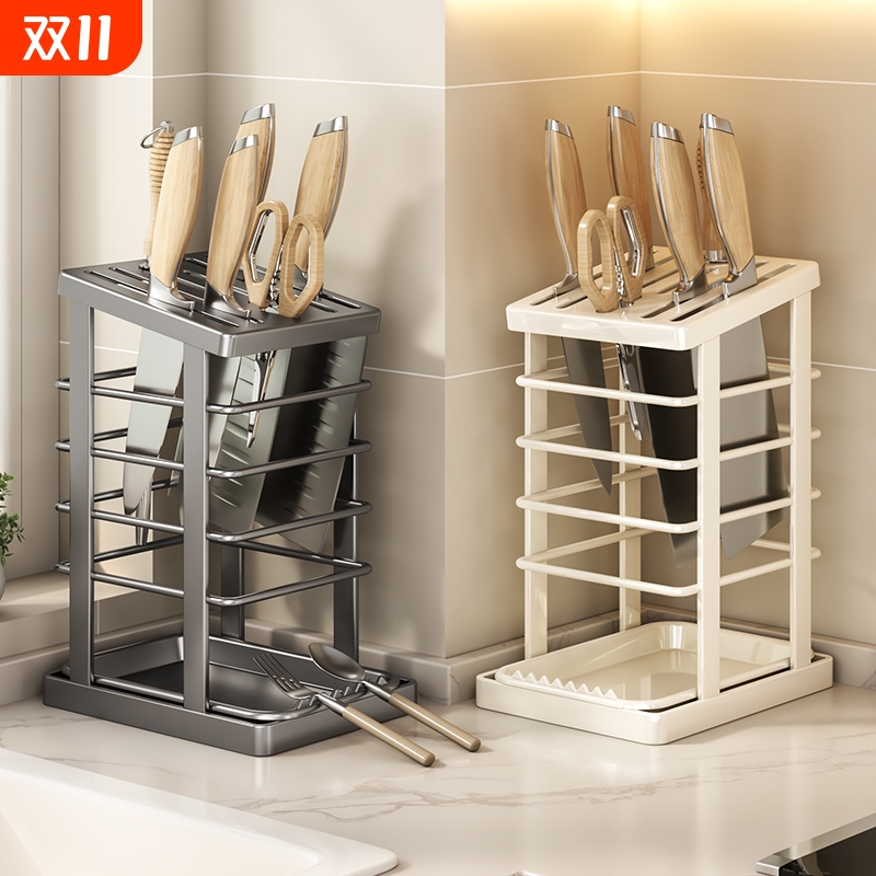 厨房刀架置物架台面多功能放刀具刀座家用筷笼一体菜刀沥水收纳架