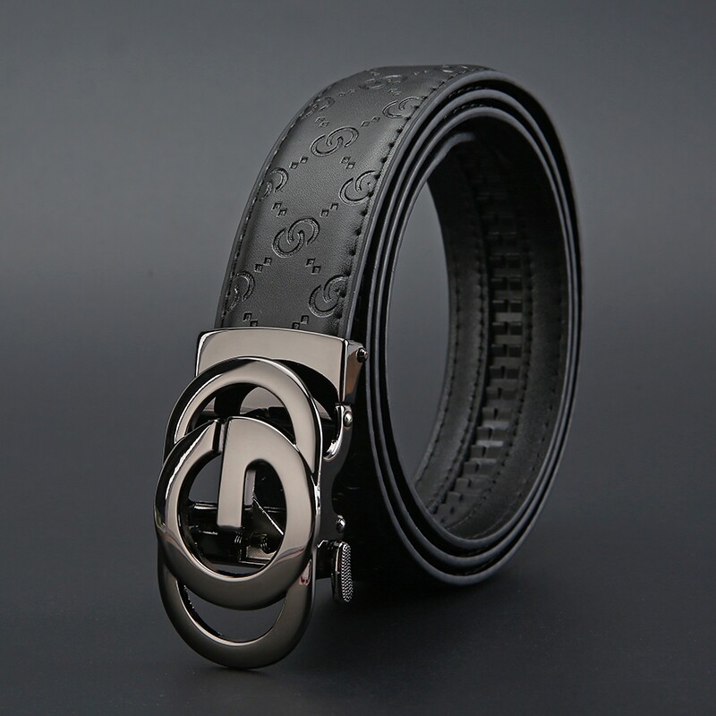 男士皮带新款压花时尚百搭商务潮流高档年轻人自动扣裤腰带耐用