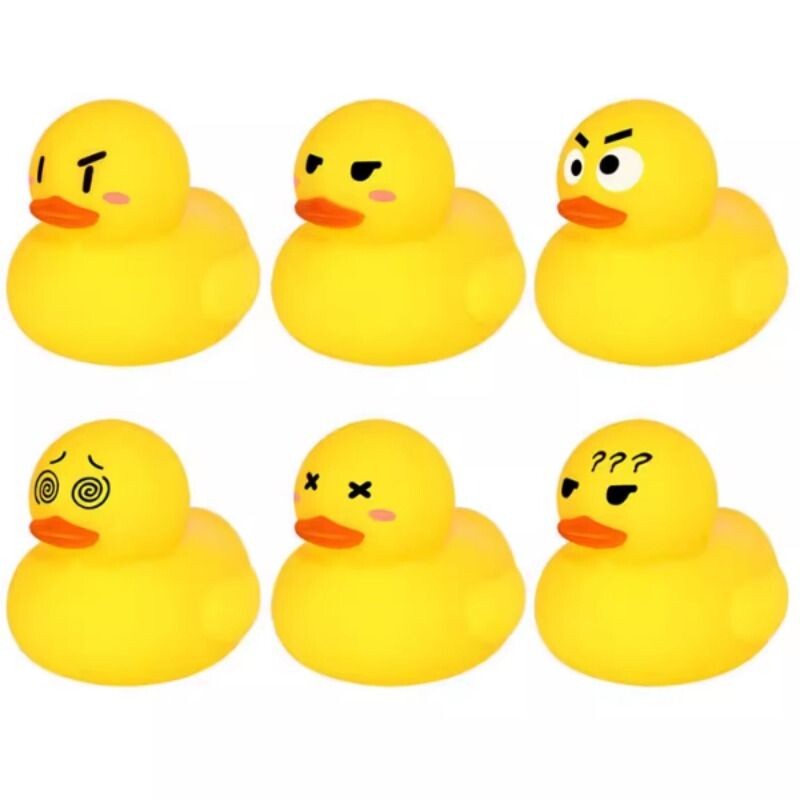 七彩网红小黄鸭表情鸭子捏捏叫小鸭子多巴胺鸭客厅办公室汽车摆件