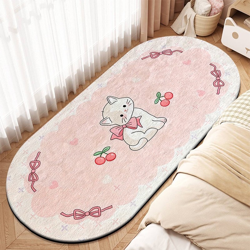 公主风地毯卧室床边毯新款长条少女天鹅绒加厚耐脏地垫客厅可机洗