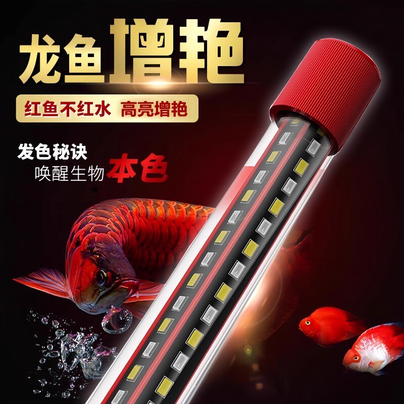 LED鱼缸灯鹦鹉红龙鱼专用水族箱三基色增色增艳观赏防水照明灯管
