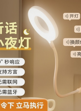 声控小夜灯智能语音人工感应卧室床头睡眠家用usb新款台灯插电式