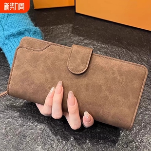 大容量钱包男多卡位多功能手机包复古手拿包长款 拉链钱夹 卡包男士