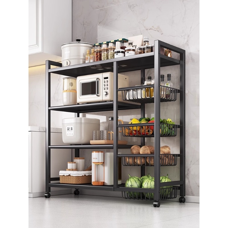 厨房置物架落地多层多功能锅架收纳架家用微波炉烤箱储物夹缝架子
