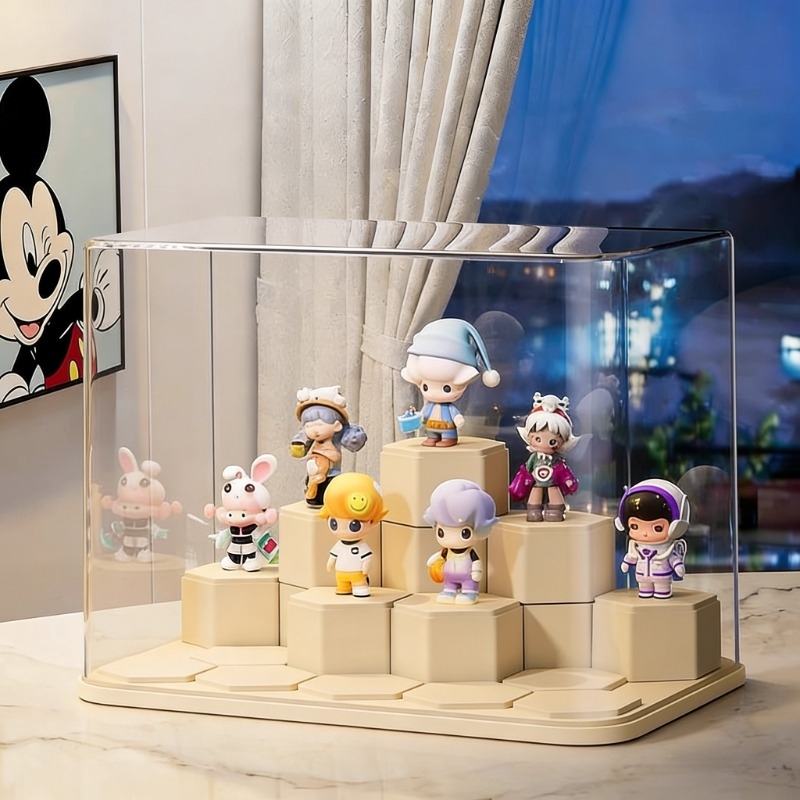 盲盒收纳展示架亚克力泡泡玛特娃娃玩偶小摆件积木透明手办展示柜