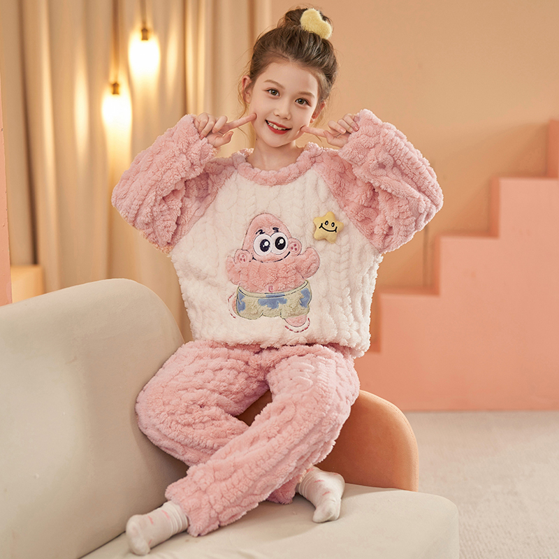 2024新款女童珊瑚绒家居服套装