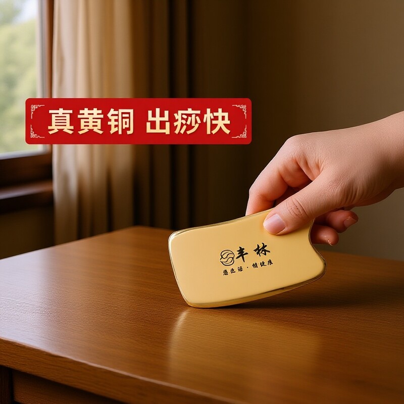 丰林纯黄铜刮痧板铜制全身通用背部肩颈椎腿经络按摩薄款脸部铜板