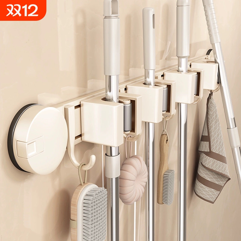 卫生间吸盘拖把壁挂夹浴室免打孔神器固定挂钩扣扫把置物收纳挂架