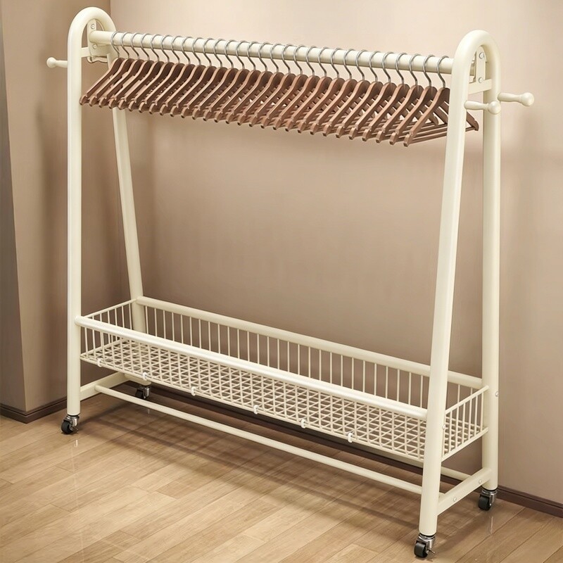 简易衣帽架落地卧室家用挂衣架子可移动室内晾衣架卧室衣服晒衣杆