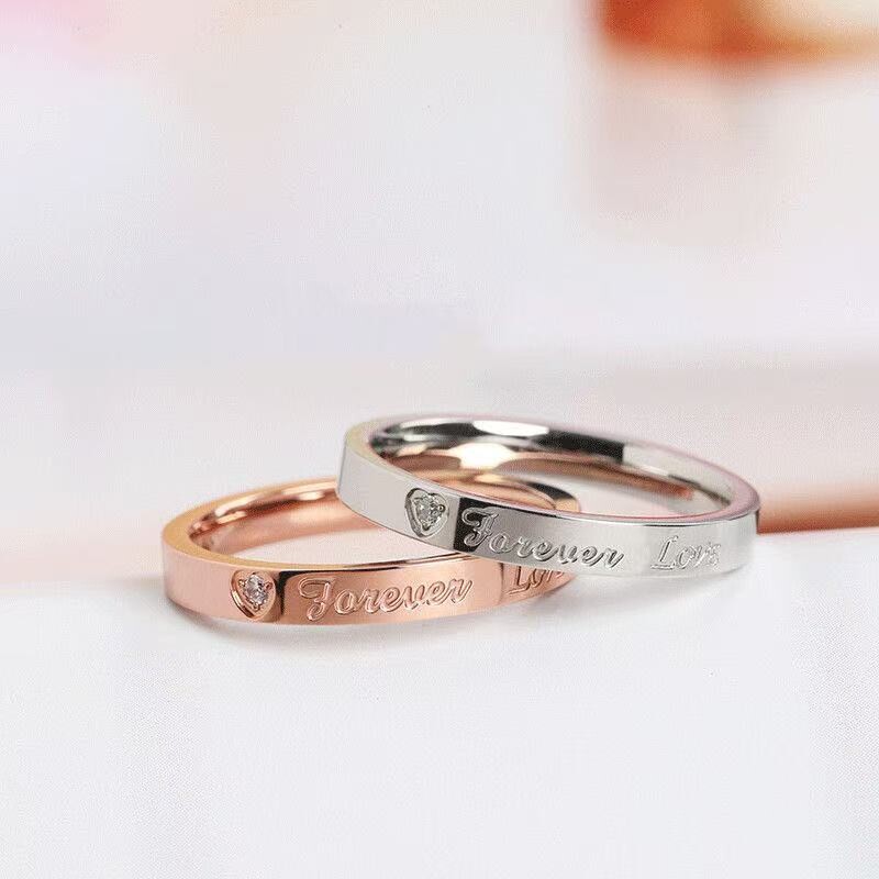 Foever Love字母爱心戒指女轻奢高级感ins带钻气质简约