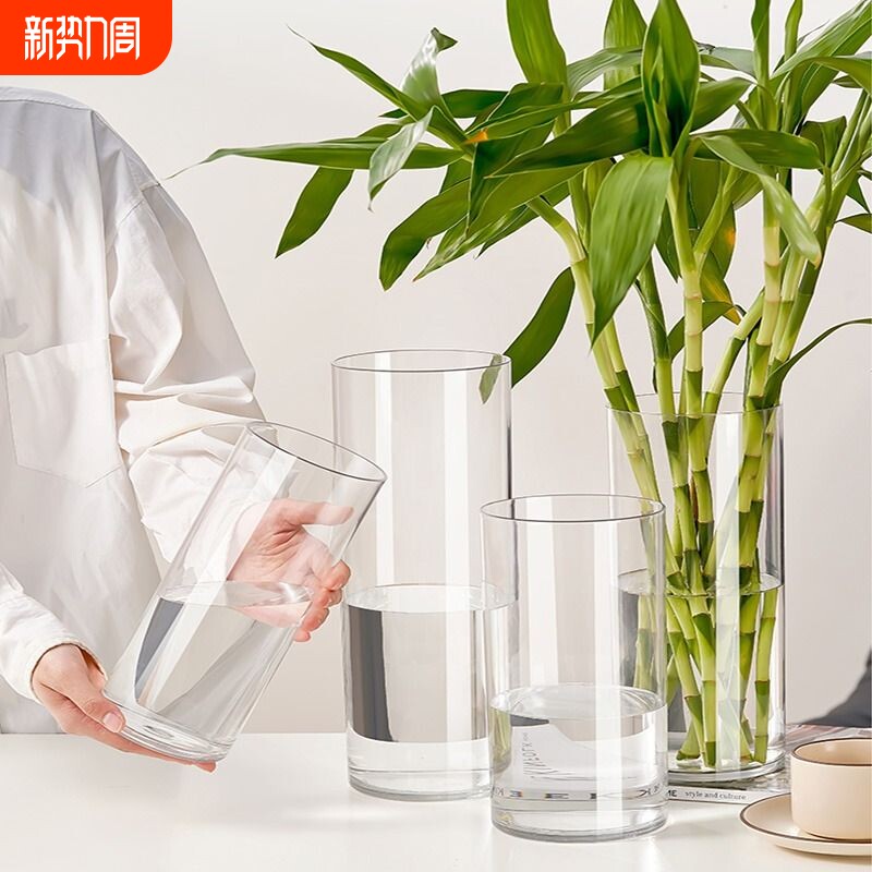 花瓶高级感透明亚克力水养插花客厅马醉木水培富贵竹直筒耐防摔