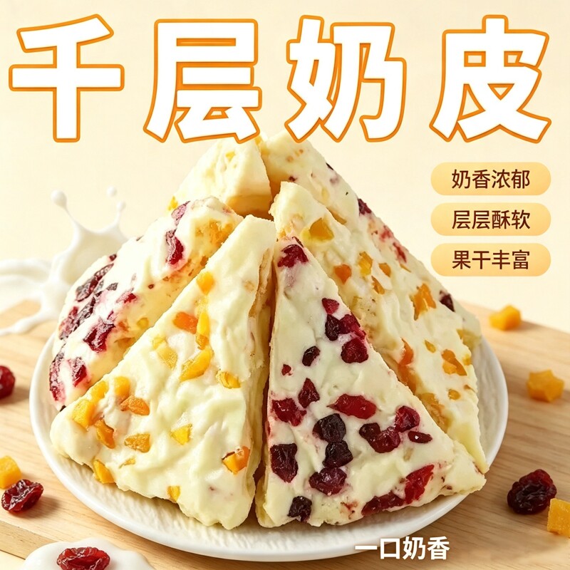 内蒙古特产千层奶皮子奶酪三角奶盖炒米水果粒奶制品零食网红小吃
