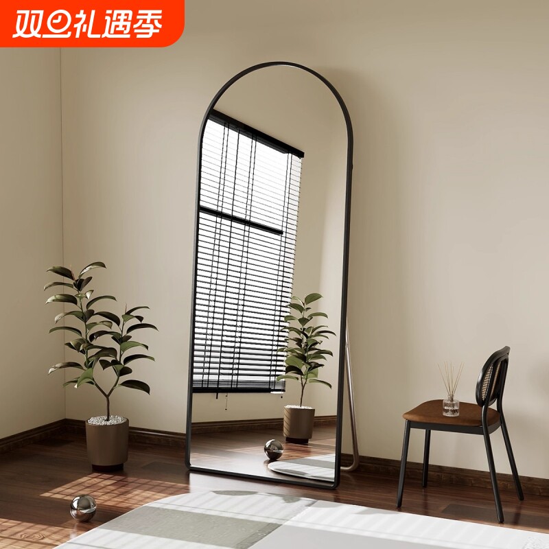 铝合金穿衣镜落地全身镜子壁挂贴墙自粘家用女生卧室试衣镜支架款