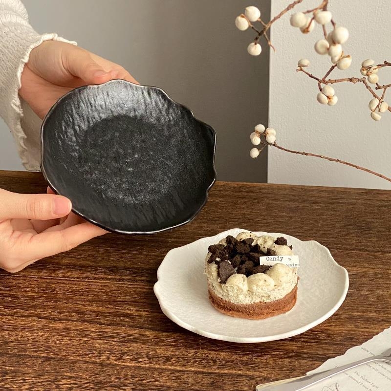 新款果盘ins不规则形石纹纹理塑料盘北欧风日式紧致料理盘吐骨碟