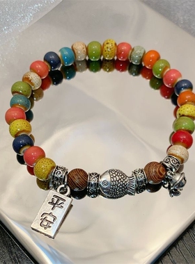 彩珠醒狮手链小众复古新中式串珠手作手环新款摆摊学生手串批货
