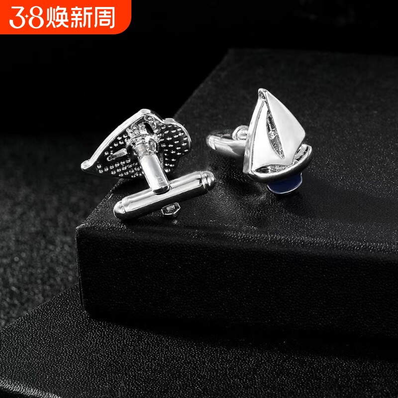 创意新款法式男士商务袖扣时尚金属袖钉简约圆形男士衬衫配饰