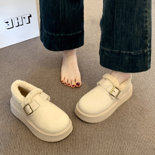 女鞋 冬季 加绒加厚勃肯鞋 鞋 防水 厚底雪地靴女款 子皮面棉鞋 2025新款