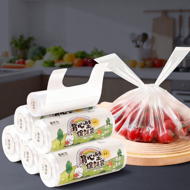 加厚背心式保鲜袋食品级家用手提食物塑料透明一次性冰箱微波炉袋
