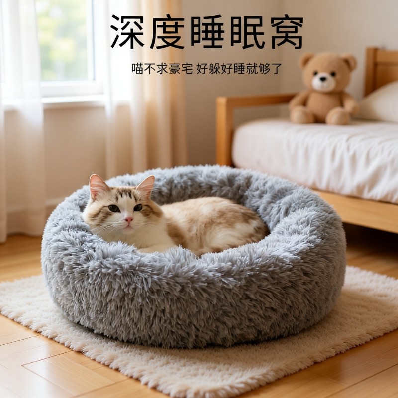 猫窝狗窝冬季保暖猫狗床宠物窝床四季通用垫子加绒长毛绒全封闭
