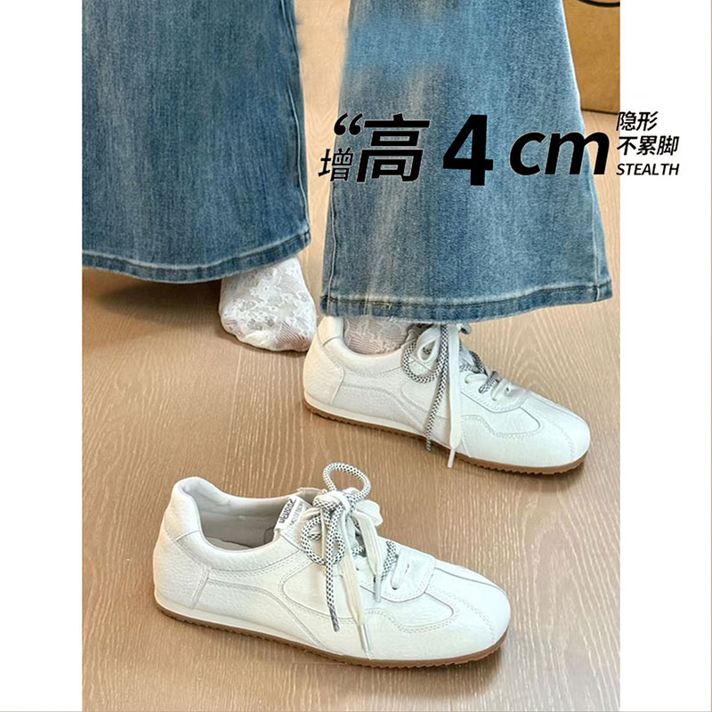 真皮法式平底德训鞋女款2025新款秋季休闲运动板鞋小白鞋阿甘鞋子